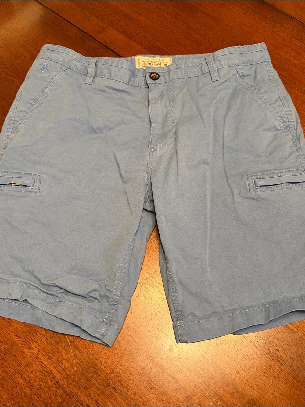 FAT FACE SHORTS MENS Size 36 X 10 CHINO Light Blue Welt Pockets Cargo Flat Front